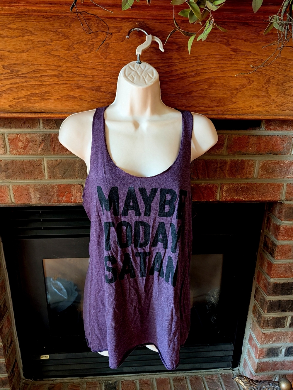 Maybe Today Satan Purple Graphic Tank Top Size Large